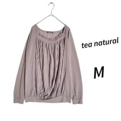 tea natural ☆ グレージュ プリーツ 長袖 トップス M