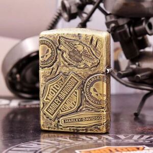 1円 定価13.8万 5面彫刻 復刻ハーレーダビッドソン Zippo 真鍮製 ライター ジッポー 立体感 zippo 重量感 オイルライター 新品 煙グッズ 