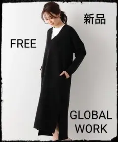 GLOBAL WORK【新品】メルティフカVネックニットワンピース