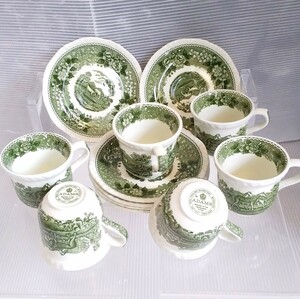 WEDGWOOD イギリス製 ウエッジウッド コーヒーカップ カップ & ソーサー 新緑のグリーン 珍しい6客セット グリーン 未使用品