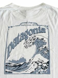 ★★★vintage us製 白タグ patagonia パタゴニア 北斎WAVE 版画ロゴ Tシャツ S 白★★★