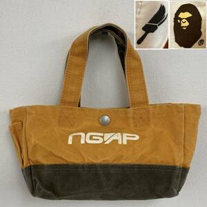 90s 最初期 A BATHING APE x NGAP キャンバス ミニ トートバッグ マスタード アベイシングエイプ ツールバッグ 鞄 カバン archive 3120368