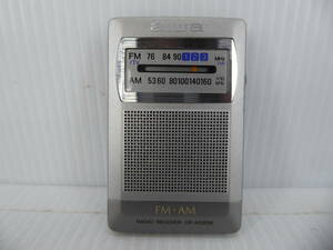 ★☆aiwa ワイドFM受信OK イヤホン内蔵FM/AMポケットラジオ CR-AS90M 動作品 オマケ新品電池付き☆★