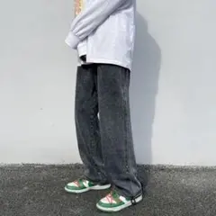 ストリート ワイド デニム パンツ ジーンズ ロールアップ