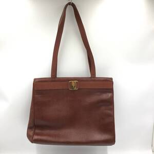 □Salvatore Ferragamo トートバッグ 茶 サルヴァトーレフェラガモ ヴァラ AN21 2530 型押し 複数落札同梱OK B241101-7