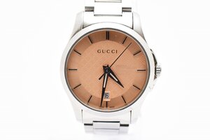 稼働品 グッチ デイト ラウンド シルバー 126.5 レディース クォーツ 腕時計 GUCCI