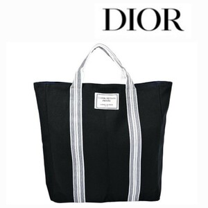 新品 ディオール バッグ トートバッグ Christian Dior ブラック × ネイビー 男女兼用 ノベルティ キャンバス 帆布