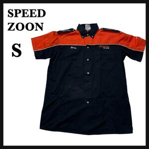 SPEED ZONE ヴィンテージ　ボーリングシャツ　バックプリント　刺繍ロゴ S　スピードゾーン