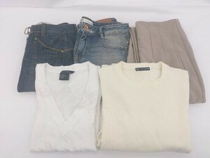 ◇ 《 ZARA/Armani Exchange まとめ売り5点セット サイズ混合 ニット カットソー デニム パンツ スカート レディース 》 P