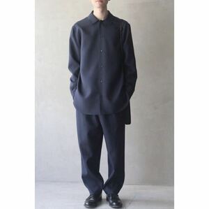 【限定特価】JIL SANDER WOOL SHIRT 38 バルカラーウールシャツ ネイビー,ジルサンダー,OAMC