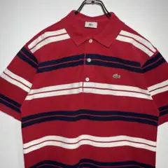 LACOSTE ラコステ　ポロシャツ　サイズ4 ボーダー　文字ワニ　90s 古着