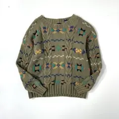 90s GAP 総柄コットンニットセーター オールドギャップ ヴィンテージ古着