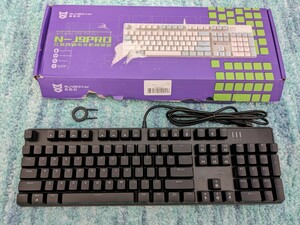 0604u1611　メカニカル式ゲーミングキーボード 全104キーボード US配列 USB有線キーボード LEDバックライト付 茶軸 ブラック N-J9pro