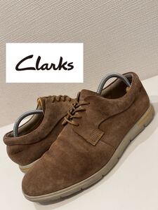 ★Clarks★クラークス★Denner Motion★デナーモーション★プレーントゥ★スエード★スニーカー★革靴★ブラウン★茶色★UK7.5★25.5cm★