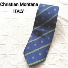 ネクタイ Christian Montana イタリア製 ブルー 昭和レトロ