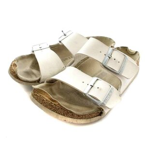 ビルケンシュトック BIRKENSTOCK アリゾナ Arizona サンダル ベルト フラット レザー 37 24.0cm 白 ホワイト /NW4 レディース