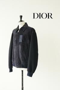 2023AW DIOR ディオール テープロゴ スエードレザー ブルゾン ジャケット ネイビー size 52 383L419A0686 0120371