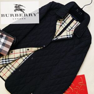 f4 極美品★上品に冬コーデを着こなす　参考価格14万●BURBERRY LONDON●中綿キルティングコート　バーバリーコート レディース イギリス製