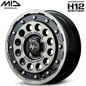 MID NITRO POWER H12 SHOTGUN 1本価格 ブラッククリア/マシニング 4.5J-14インチ 4穴/PCD100 インセット+45