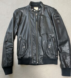 【美品】黒 DIESEL　ライダースジャケット レザージャケット 本革　S