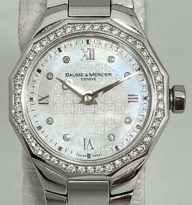 BAUME＆MERCIER ボーム&メルシェ リヴィエラ ダイヤベゼル シェル文字盤 NO.501016 クォーツ レディース 腕時計