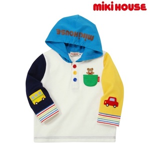 即決です！【ミキハウス】新品未使用♪mikihouse 90cm 85cm～95cm フード付き長袖Ｔシャツ ベビー キッズ 子供服 男の子 お出かけ マルチ