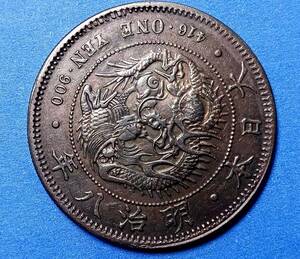 １円スタート　　極美品 日本硬貨 明治時代 一圓 大日本明治八年 旭日 左丸銀 比重：10.209　銀貨