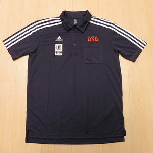 ☆良品☆JFA☆サッカー 日本代表☆adidas☆アディダス☆ASA☆朝日新聞☆半袖 ポロシャツ☆サイズL☆紺色 ネイビー★c