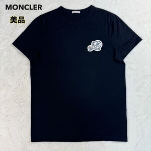 近年 美品 MONCLER モンクレール 半袖 カットソー Tシャツ ブラック クルーネック メンズ　M