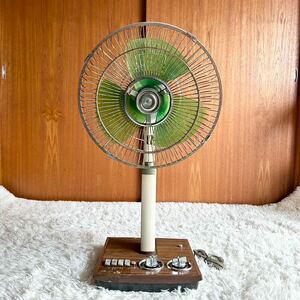 動作品　希少　HITACHI レトロ　扇風機　DESK FAN H-653　日立羽根径30cm 3枚羽根 緑　お座敷扇　1960年代 昭和レトロ アンティーク　