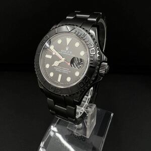 美品 ロレックス ROLEX 16622 ヨットマスター 腕時計 自動巻き デイト オイスターパーペチュアル PVD加工 稼働品 メンズ 黒文字盤