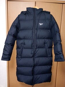 未使用Мサイズ:リーボック ロングダウンコート黒/ダウンベンチコート/ダウンジャケット/REEBOK LONG DOWN COAT・Black/Adidas アディダス