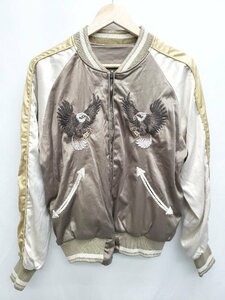 ◇ Natural VINTAGE GOA リバーシブル 長袖 スカジャン サイズF ブラウン ベージュ系 マルチ メンズ P