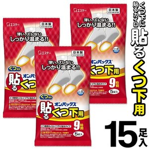 靴下に貼る カイロ 15足分 エステー 貼るカイロ くつ下用 足 あったか 日本製 使い捨て 靴下に貼る 送料無料 5M◇ くつ下用3袋セット:白