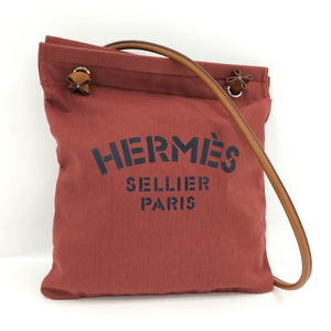 【中古】HERMES ショルダーバッグ アリーヌPM キャンバス レッド系