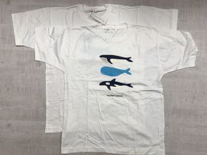 新品タグ付き Sanmi Planning レトロ サーフ リゾート 発泡プリント クジラ 鯨 半袖Tシャツ 2点セット レディース コットン100% M 白