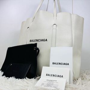 【美品/大容量】バレンシアガ BALENCIAGA エブリデイ トートバッグ ショルダーバッグ ホワイト 白 レザー 本革 肩掛け 肩がけ A4 袋付