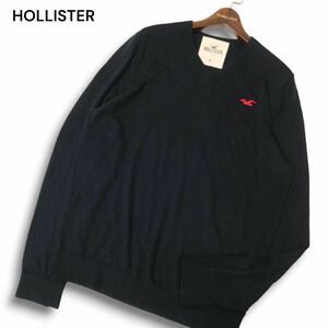 HOLLISTER ホリスター 秋冬 ロゴ刺繍★ コットン ニット セーター Sz.XL　メンズ ネイビー 大きいサイズ　C4T08466_9#K