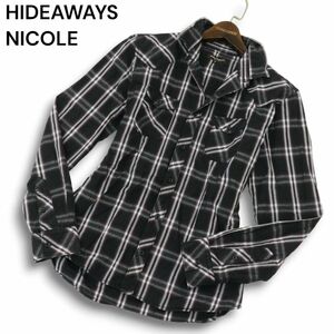 HIDEAWAYS NICOLE ハイダウェイ ニコル 通年 襟ワイヤー★ 長袖 ウエスタン チェック シャツ Sz.48　メンズ　A4T08923_8#C