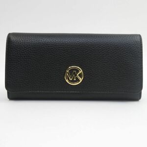 151s MICHAEL KORS マイケルコース フルトン レザー フラップ 長財布 35H8GFTE1L ブラック ※中古