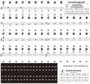 【vaps_7】ピアノ用 鍵盤シール 《ブラック》 ステッカー キーボード 音符シール 初心者 練習用 ドレミ 音階 送込