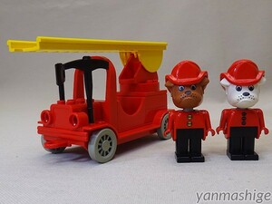 80sビンテージ LEGO Fabuland 消防はしご車「ブルドッグのバーティー/ホワイト」「ブルドッグのバーティー/ブラウン」 ファビュランド レゴ