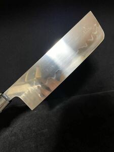 NO.00532 包丁 菜切　本焼　白鋼　黒檀ハ角柄　波紋綺麗　箱付　未使用品