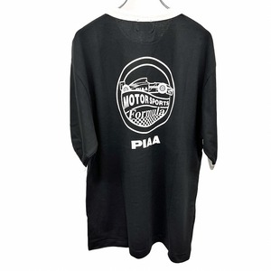 ピア 【新品】FORMULA CIRCUIT SPORTS GOODS PIAA Tシャツ プリント スーパーカー チェッカー 半袖 丸首 綿100% S ブラック 黒×白 メンズ