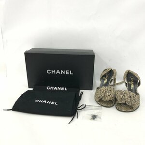 CHANEL シャネル サンダル ヒール ツイード サイズ34 箱・袋付き【CJBC5023】