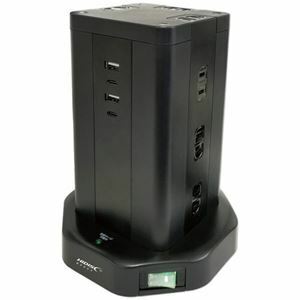 【新品】（まとめ）ハイディスク タワー型USB付電源タップAC差込口：12個口 USBポート数：4ポート HD-AC12C2U2BK 1個【×5セット
