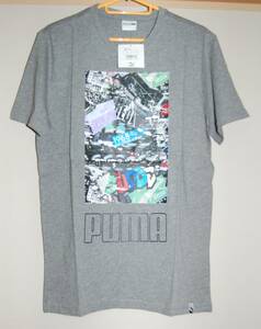 【新品未使用】PUMA　プーマ シューフォトプリント Tシャツ　スニーカー　グラフィック　グレー　Sサイズ　メンズ　プリント　半袖