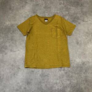 GQ177◇Goodwear : USA製 Vネック ポケットTシャツ◇L◇イエロー系 グッドウエア