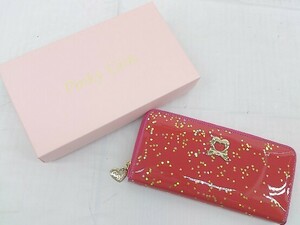 ◇ ◎ PINKY GIRLS ピンキーガール ハート ラメ ラウンドファスナー 長財布 ウォレット レッド レディース