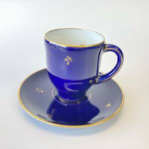 【幻の陶磁器】SEVRES セーブル 王者の青 ファットブルー 24金彩 コーヒー デミタス　カップ&ソーサー クロード フランス アンティークA